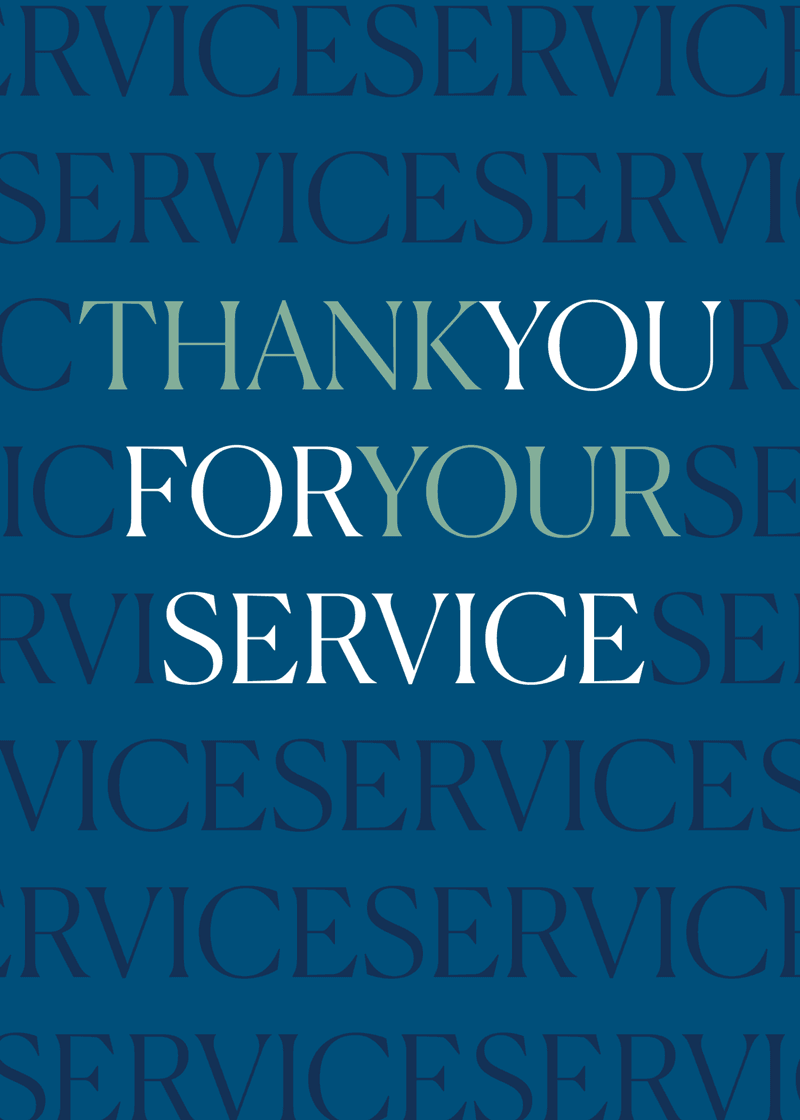 Thank You For Your Service Greeting Card D1